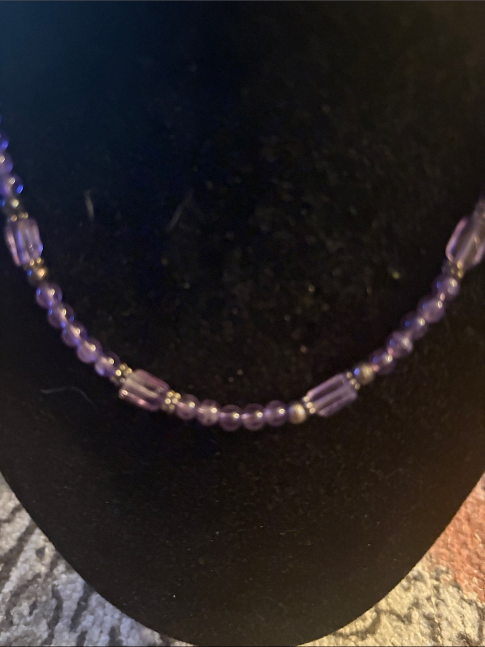 Purple Beaded Women’s Necklace - Elegant Amethyst Tone - Picture 2 of 2